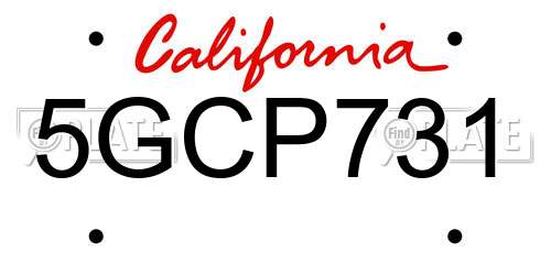 5GCP731 California License Plate