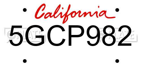 5GCP982 California License Plate