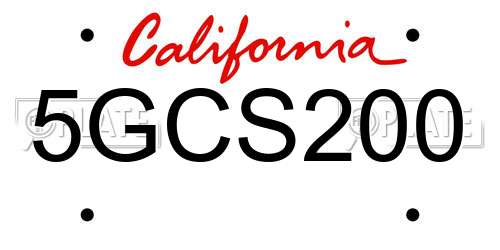5GCS200 California License Plate