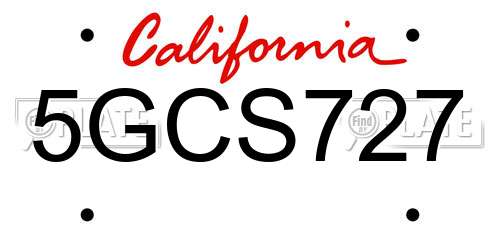 5GCS727 California License Plate