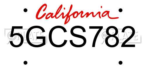 5GCS782 California License Plate