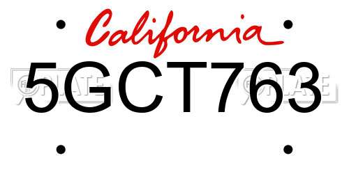 5GCT763 California License Plate