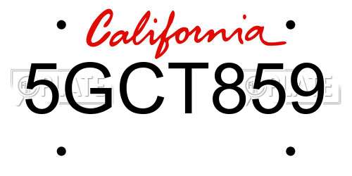 5GCT859 California License Plate