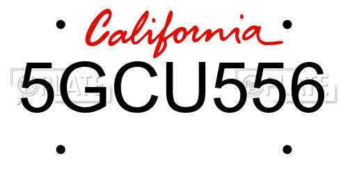 5GCU556 California License Plate