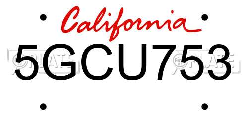 5GCU753 California License Plate