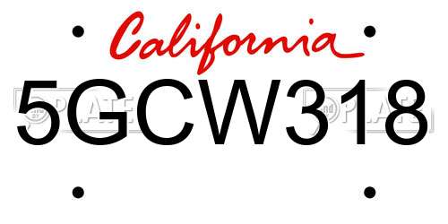 5GCW318 California License Plate