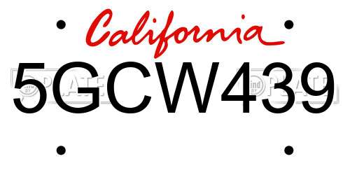 5GCW439 California License Plate