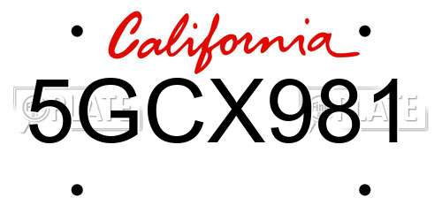 5GCX981 California License Plate
