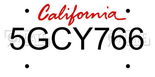 5GCY766 California License Plate