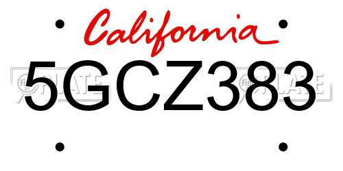 5GCZ383 California License Plate