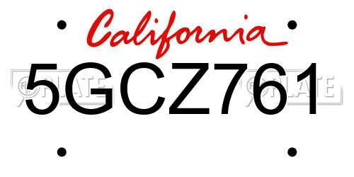 5GCZ761 California License Plate