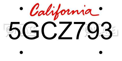 5GCZ793 California License Plate