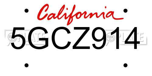 5GCZ914 California License Plate