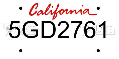 5GD2761 California License Plate