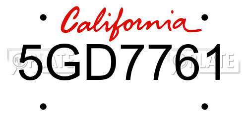 5GD7761 California License Plate