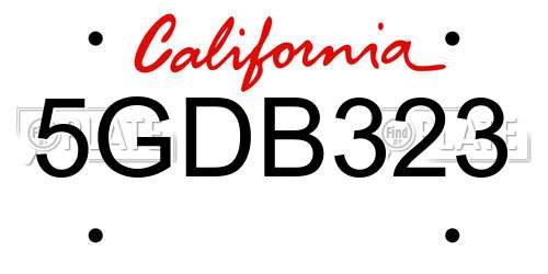 5GDB323 California License Plate