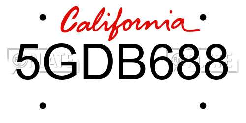 5GDB688 California License Plate