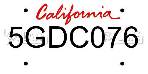 5GDC076 California License Plate
