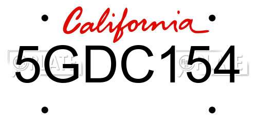 5GDC154 California License Plate