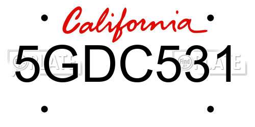 5GDC531 California License Plate
