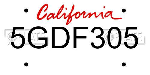 5GDF305 California License Plate