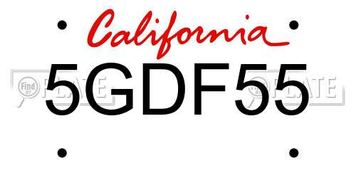 5GDF55 California License Plate