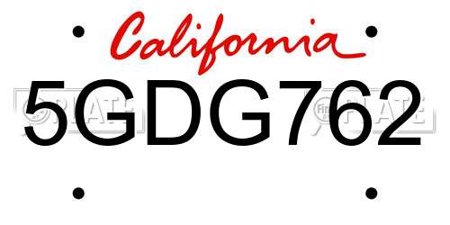 5GDG762 California License Plate