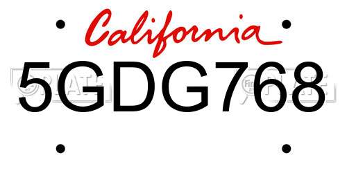 5GDG768 California License Plate