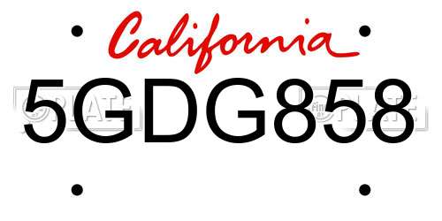 5GDG858 California License Plate