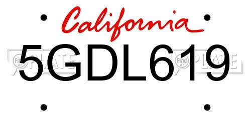 5GDL619 California License Plate