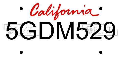 5GDM529 California License Plate