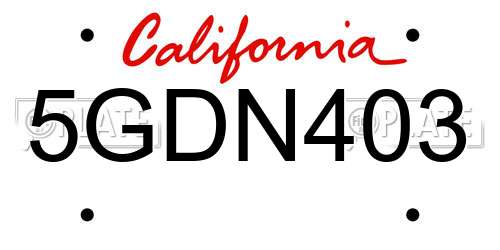 5GDN403 California License Plate