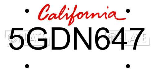 5GDN647 California License Plate