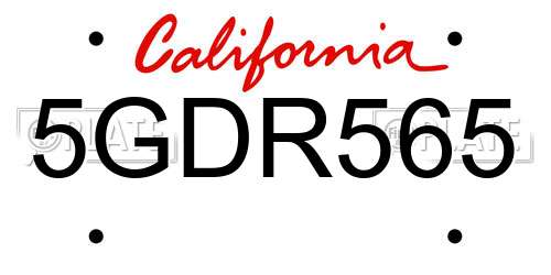 5GDR565 California License Plate