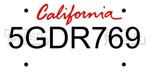 5GDR769 California License Plate