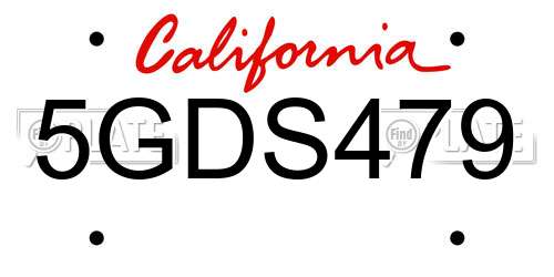 5GDS479 California License Plate