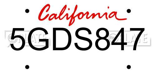 5GDS847 California License Plate