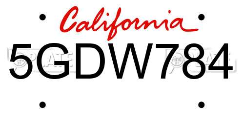 5GDW784 California License Plate