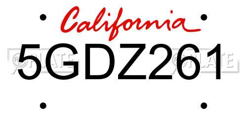 5GDZ261 California License Plate