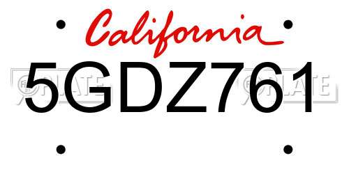 5GDZ761 California License Plate