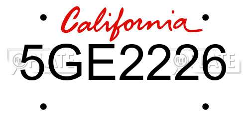 5GE2226 California License Plate