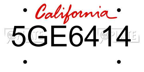 5GE6414 California License Plate