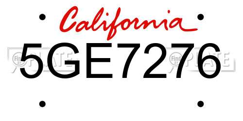 5GE7276 California License Plate