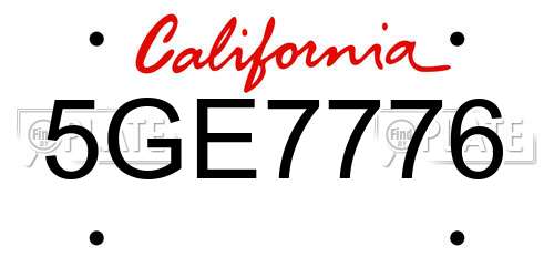 5GE7776 California License Plate