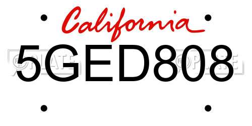 5GED808 California License Plate