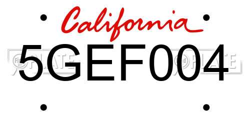 5GEF004 California License Plate