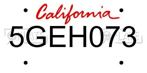 5GEH073 California License Plate