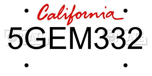 5GEM332 California License Plate