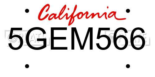 5GEM566 California License Plate