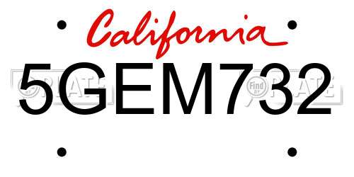 5GEM732 California License Plate